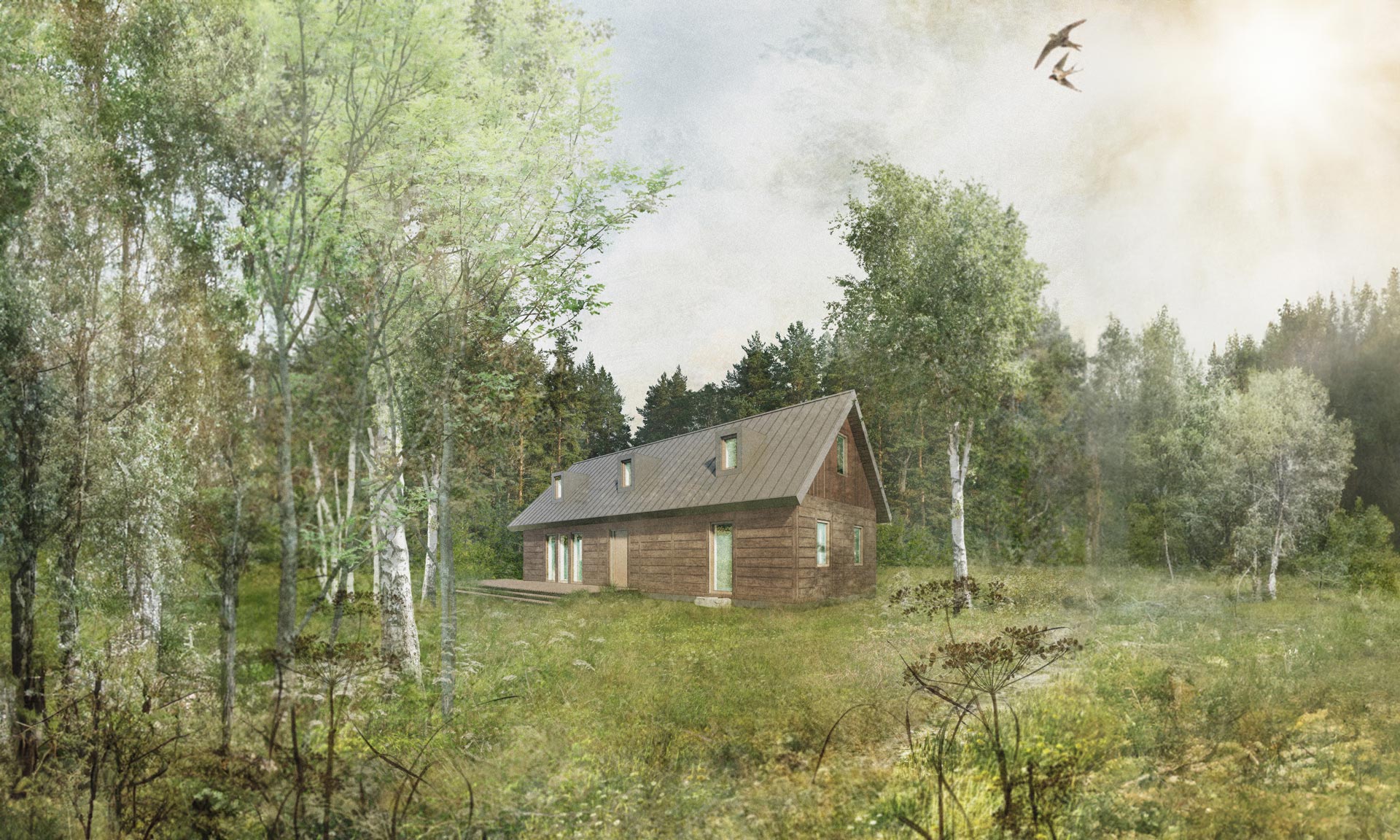 projekt domu w lesie